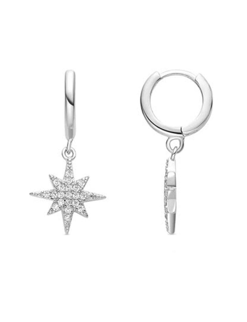 Luxenter - Brincos estrela de zircônia brilhante com acabamento em ródio Branco