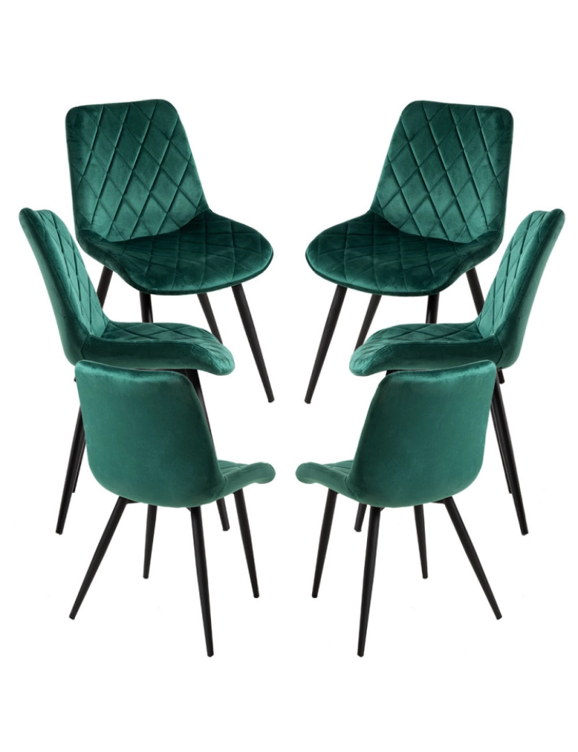 Presentes Miguel - Pack 6 Cadeiras Min Veludo - Verde