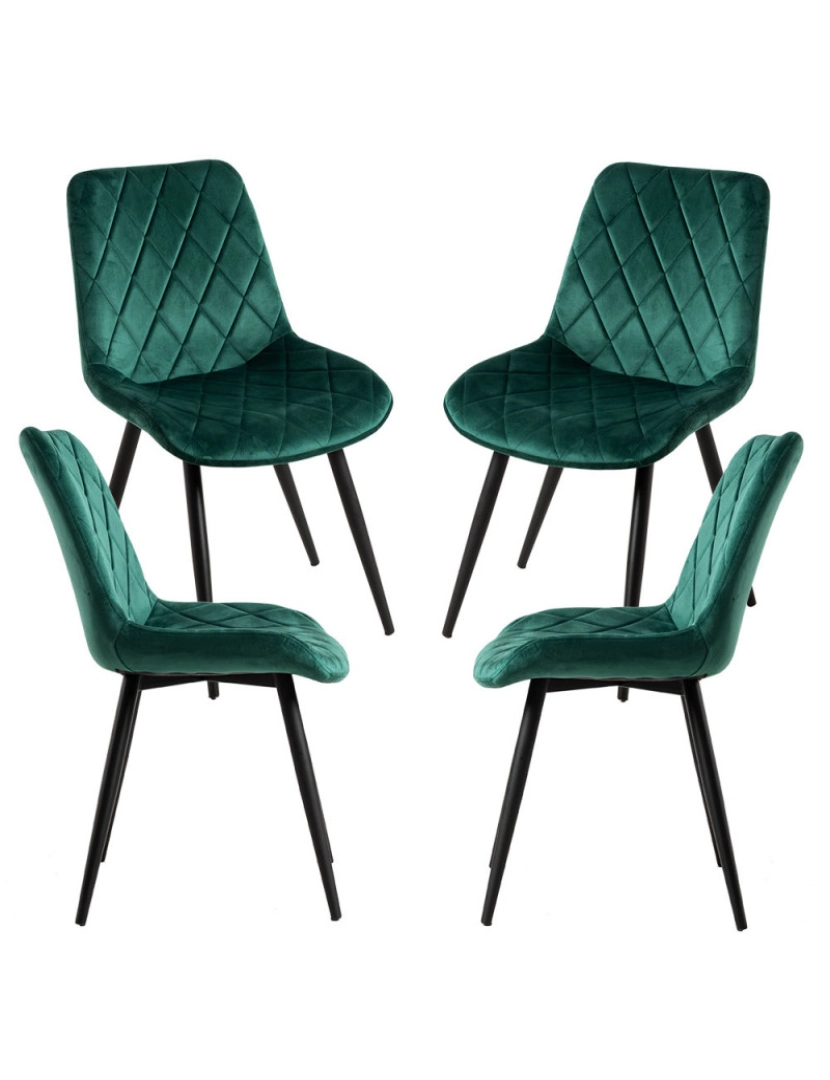 Presentes Miguel - Pack 4 Cadeiras Min Veludo - Verde