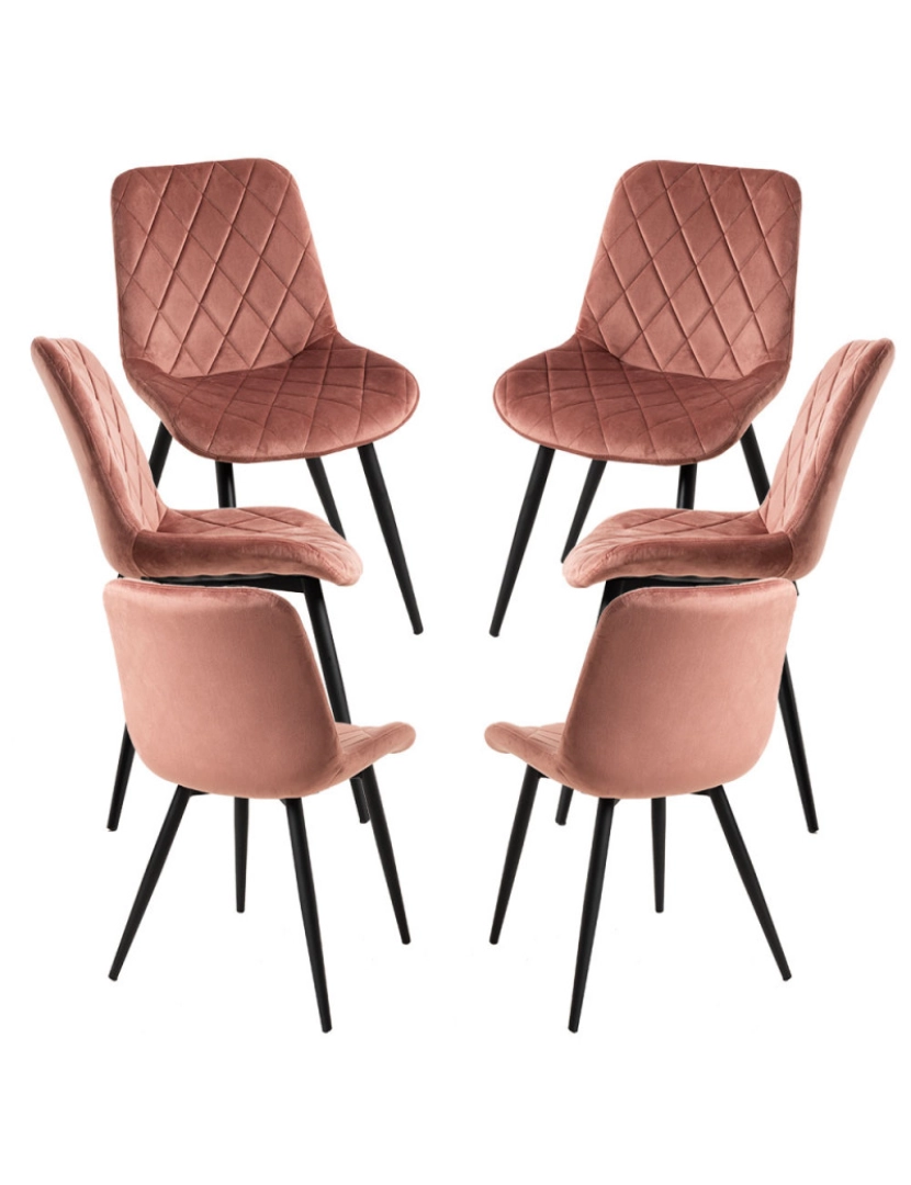 imagem de Pack 6 Cadeiras Min Veludo - Rosa1