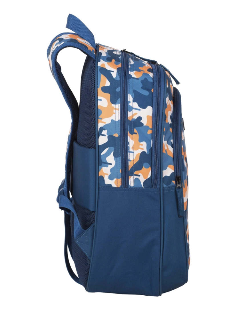 imagem de DAM. Mochila primária Fortnite Blue Camo duplo compartimento + trolley com proteção lateral e batente frontal, 4 rodas multidirecionais.3