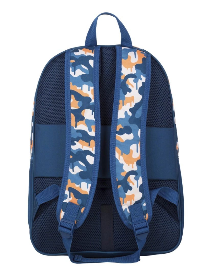 imagem de DAM. Mochila primária Fortnite Blue Camo duplo compartimento + trolley com proteção lateral e batente frontal, 4 rodas multidirecionais.4