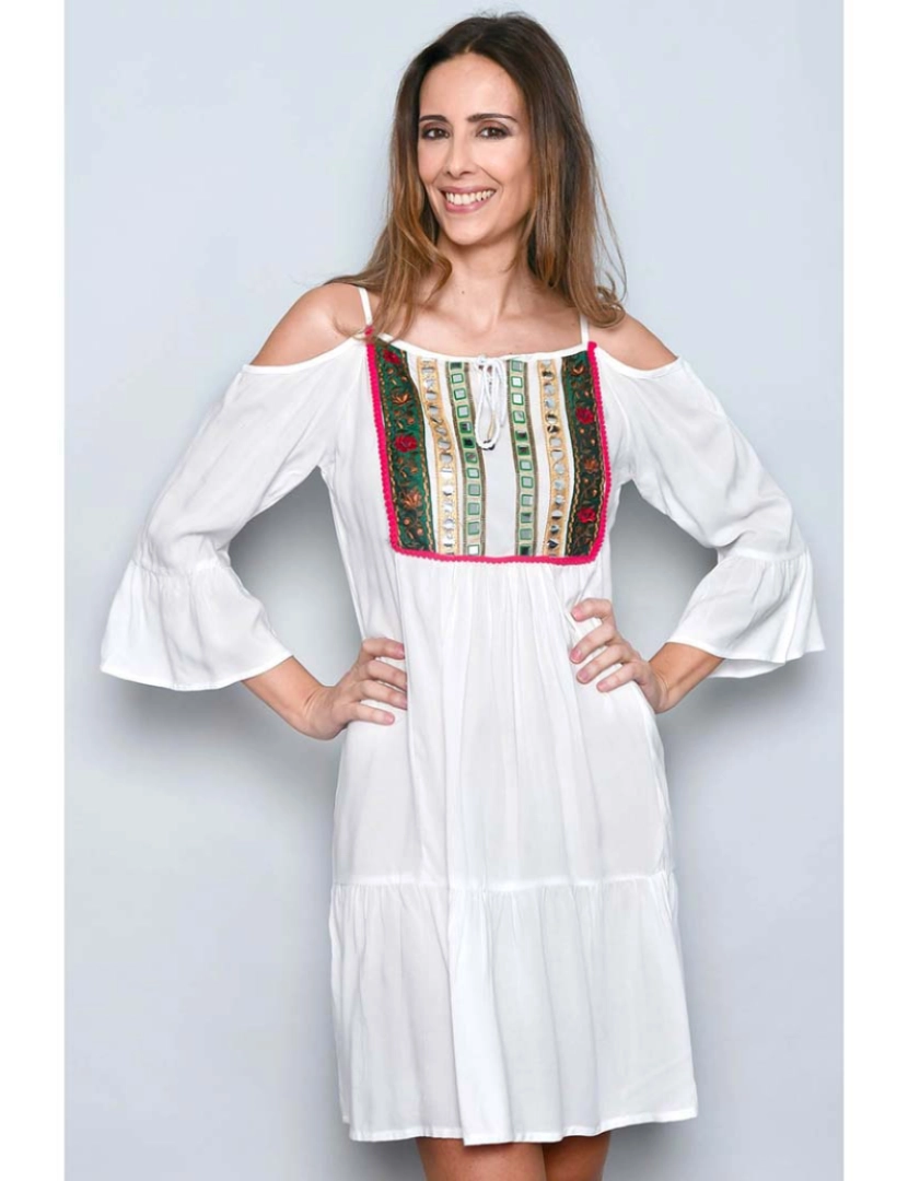 HHG - Vestido Senhora Branco/multicolor 