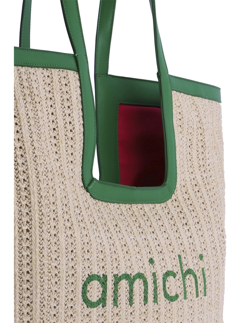 imagem de Saco de compras para mulheres Amichi Rafia Peregrine com Cremallera7