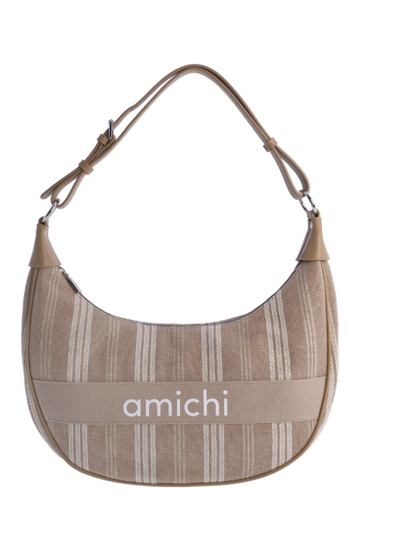 Amichi - Amichi Bolsa de ombro das mulheres Materiais naturais com Cremallera