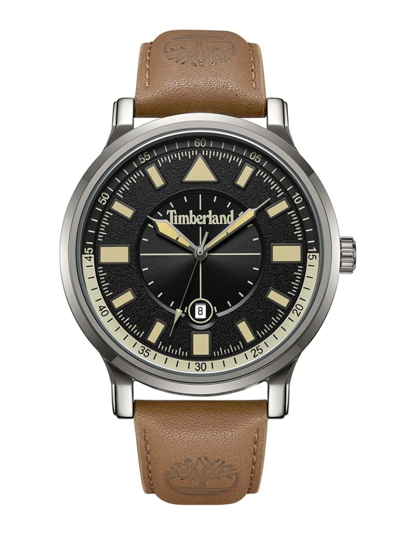Timberland - Relógio Homem Driscoll Mostrador Preto Bracelete Pele Castanha