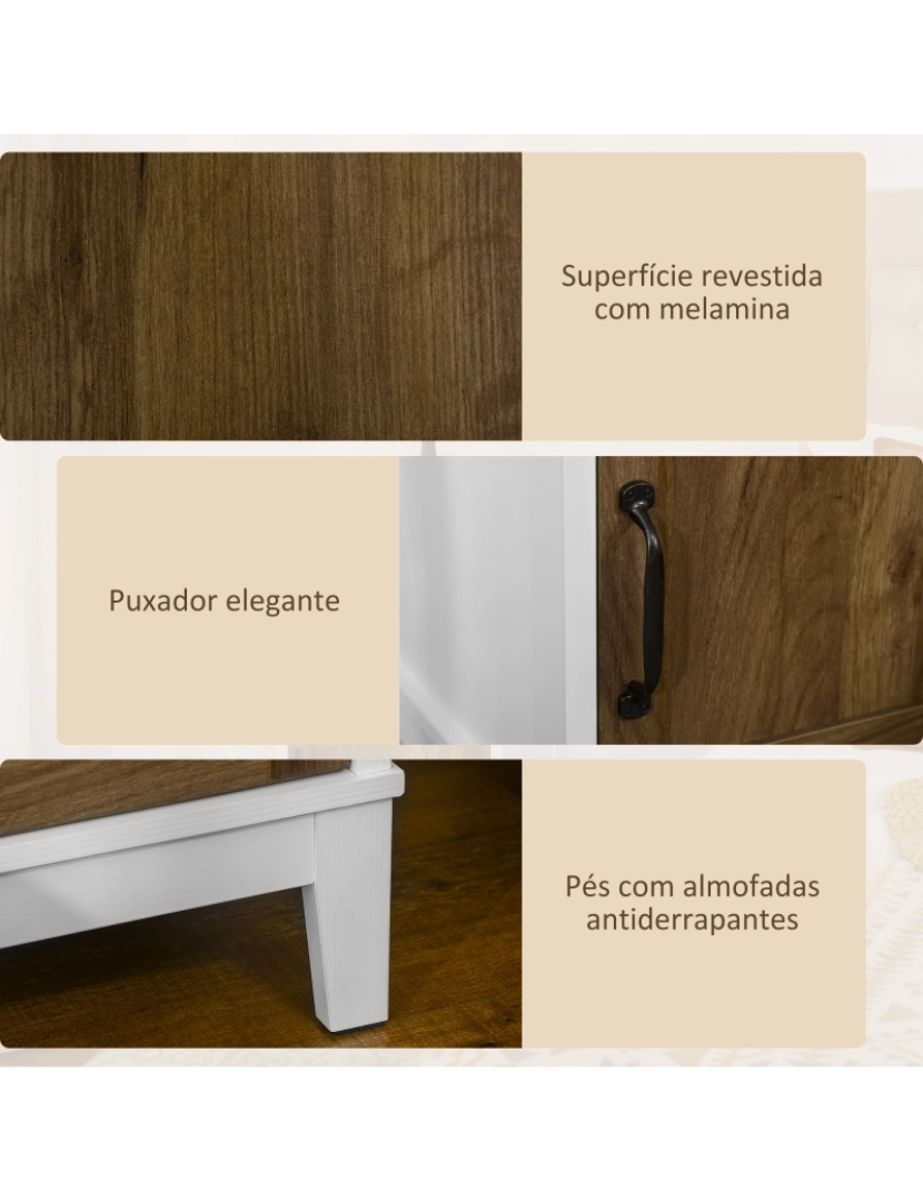 imagem de Mesa de Cabeceira 38,5x35x59,7cm cor branco e madeira 831-649V00WT6