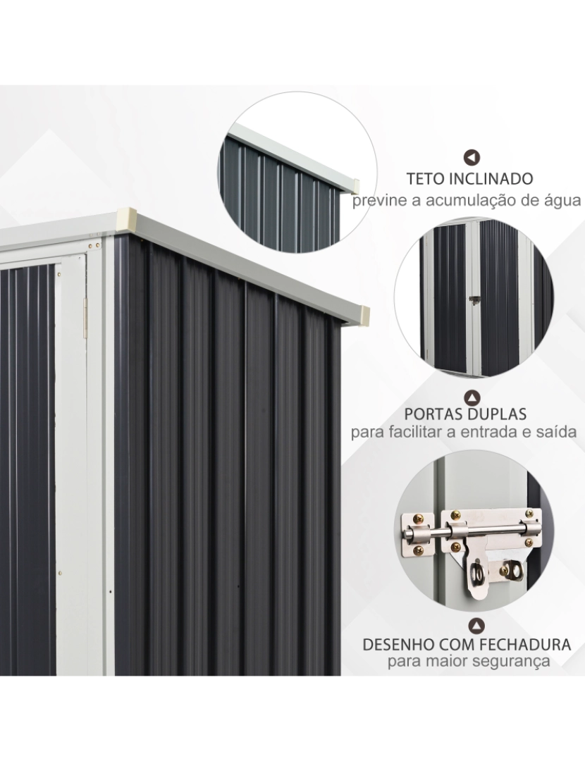 imagem de Abrigo de Armazenamento 147x86x134cm cor preto e branco 845-4305