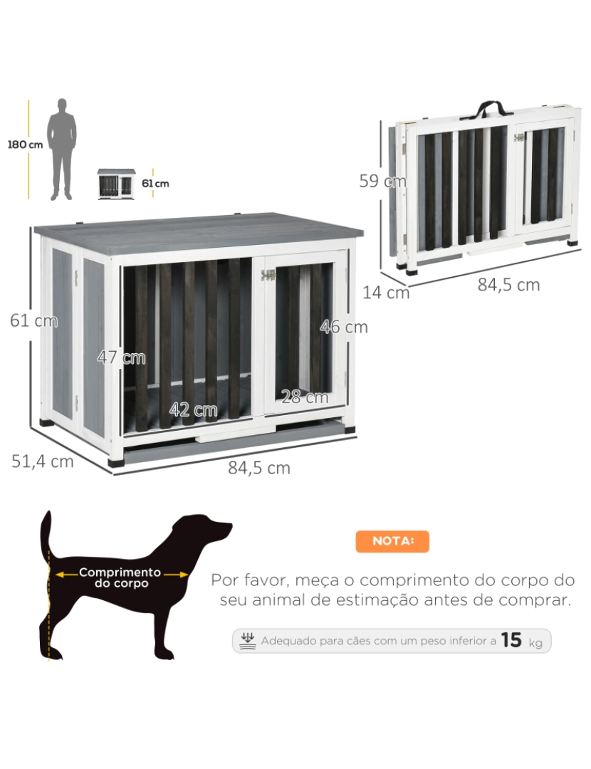 imagem de Gaiola para Cães 84,5x51,4x61cm cor cinzento D02-033V013