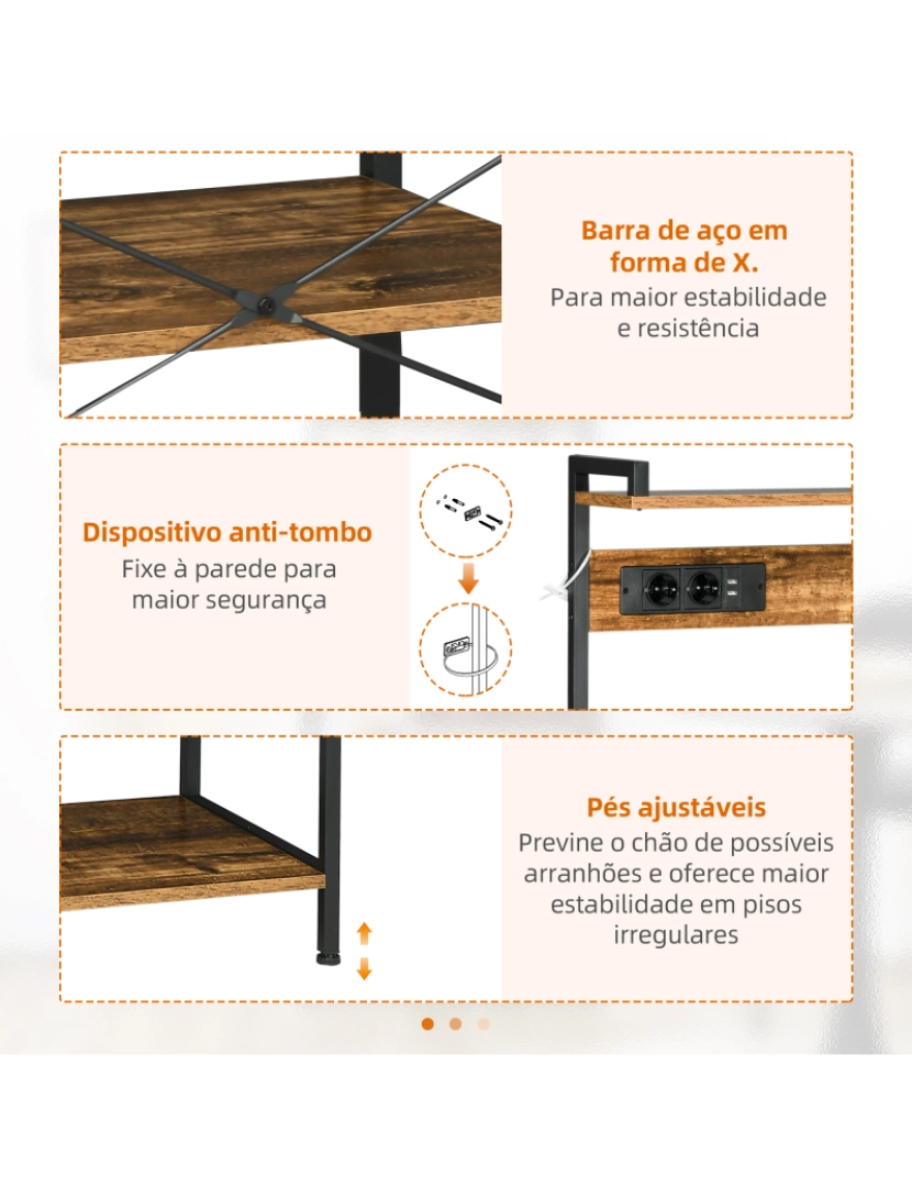 imagem de Estante de Cozinha 90x42x130cm cor marrom rústico e preto 801-319V90RB7