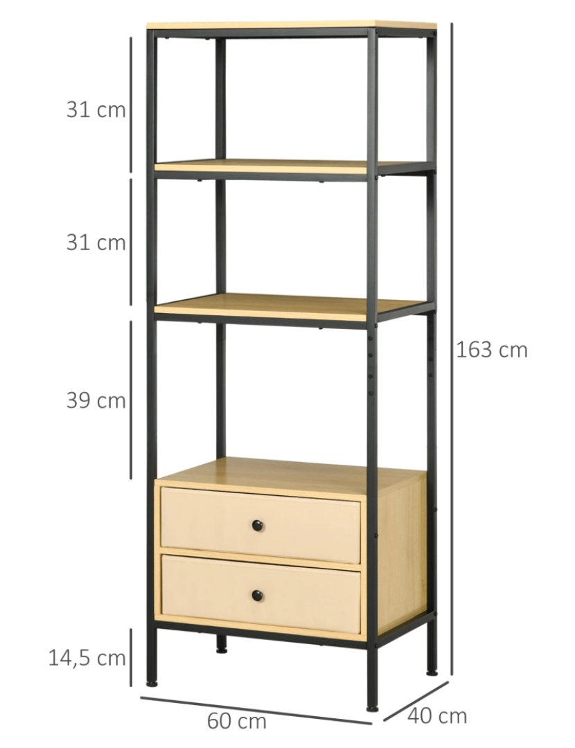 imagem de Estante 60x40x163cm cor madeira e preto 838-350V80AK3