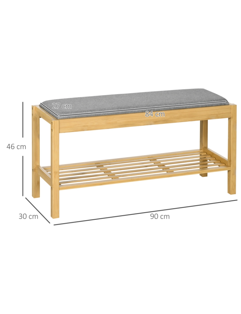 imagem de Banco Sapateiro 90x30x46cm cor madeira e cinza 837-315V00GY3