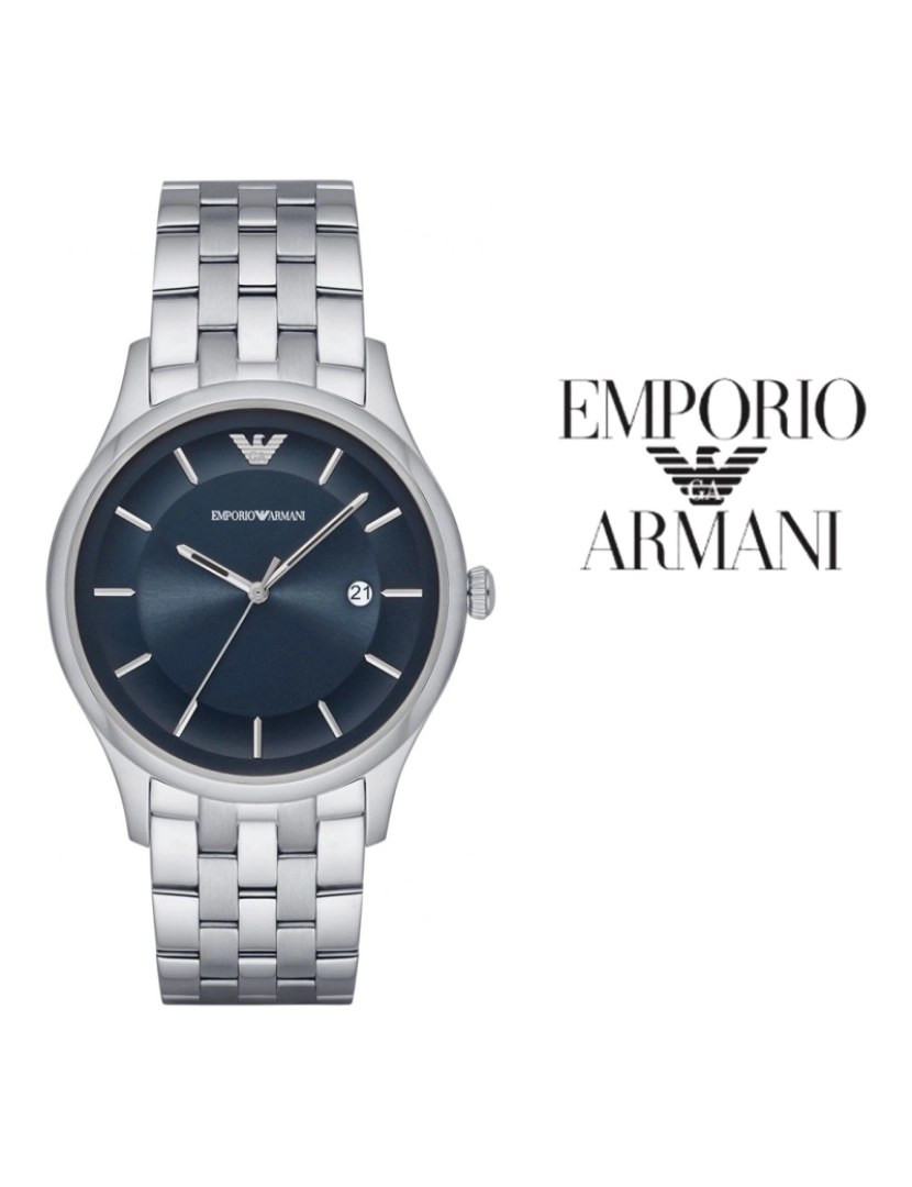 Armani - Relógio Emporio Armani Homem Prateado e Azul Escuro