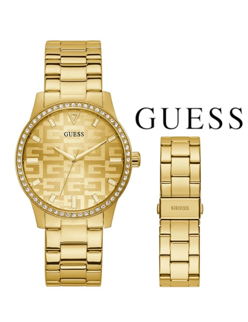 Guess - Relógio Senhora G Check Dourado 