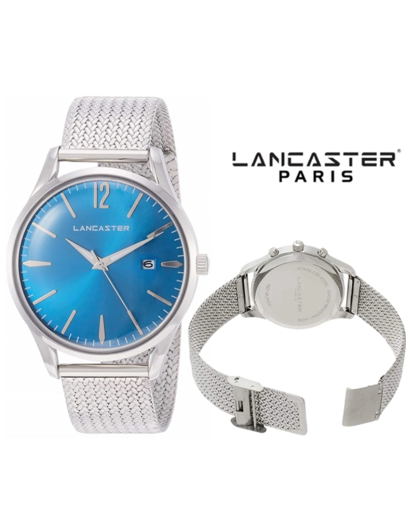 Lancaster  - Relógio Paris Homem Prateado e Azul