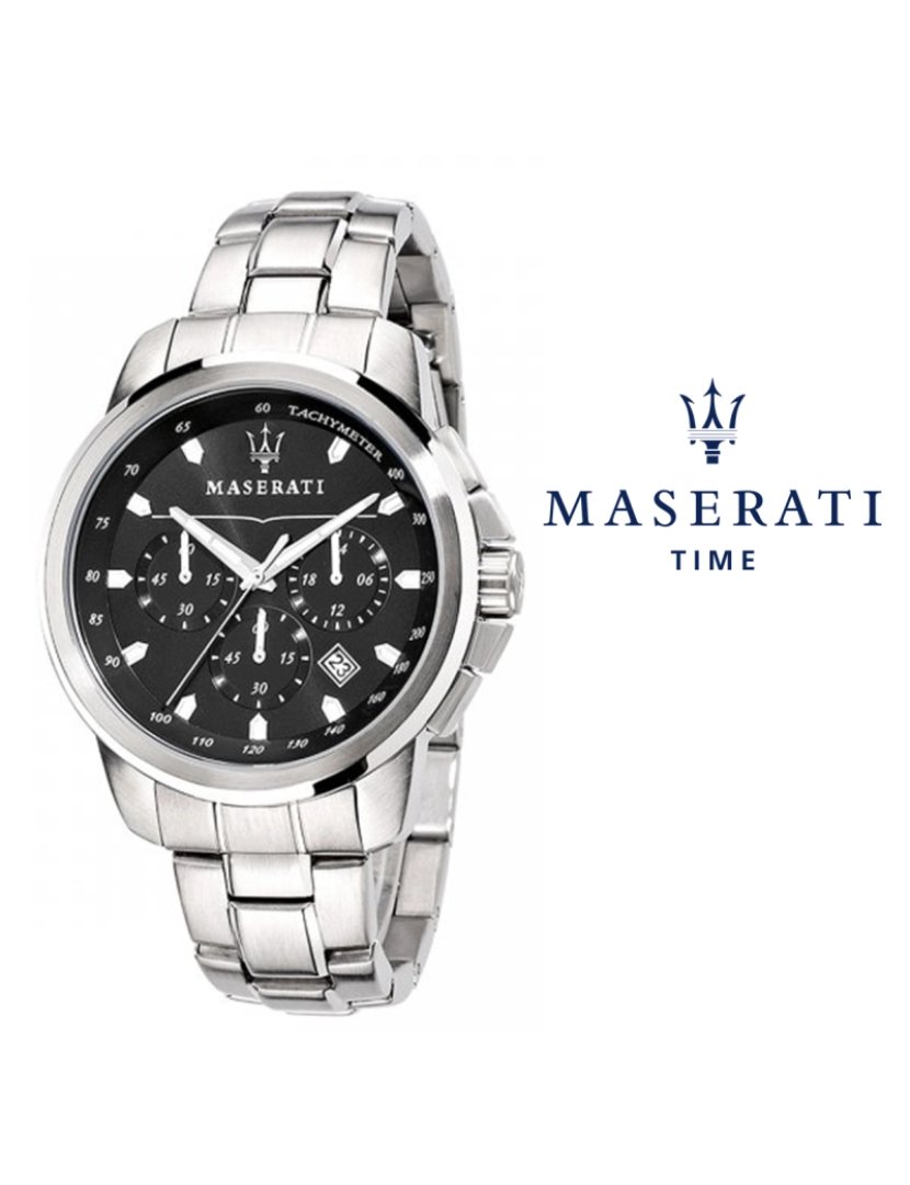 Maserati - Relógio Successo Prateado e Preto