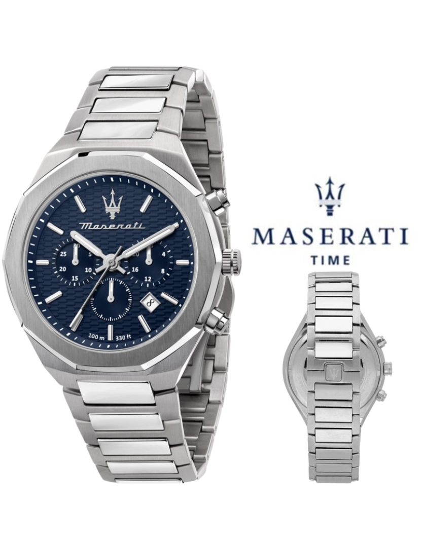Maserati - Relógio de Homem Prateado e Azul