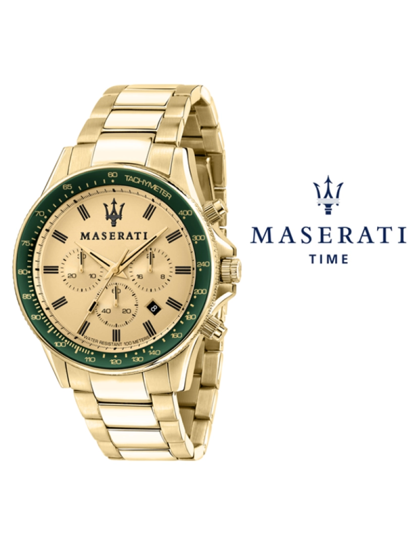 Maserati - Relógio Homem Dourado e Verde
