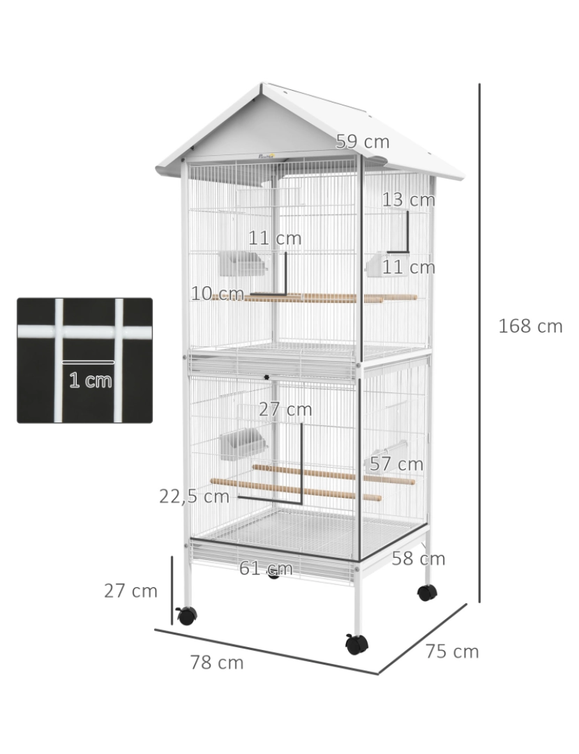 imagem de Gaiola para Pássaros 78x75x168cm cor branco D10-065V013