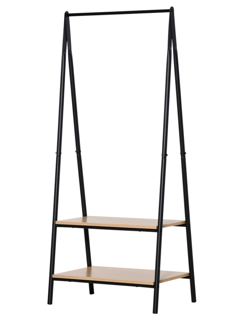 Homcom - Suporte para Cabides 64x42,5x149cm cor preto e madeira 850-096
