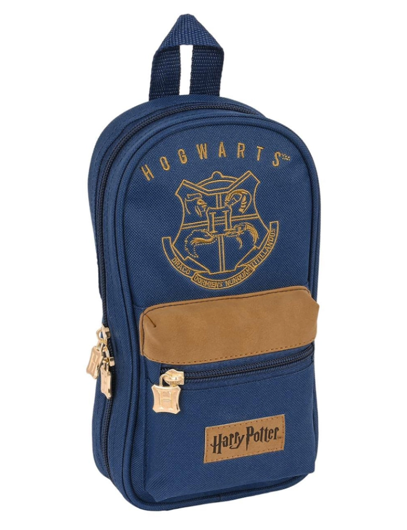 Harry Potter - Mochila Estojo Harry Potter Magical Castanho Azul Marinho (12 x 23 x 5 cm)