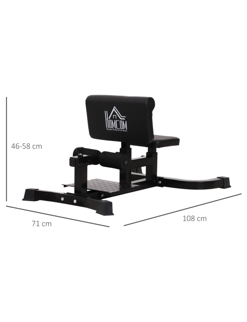 imagem de HOMCOM Máquina Sissy Squat Máquina Multifuncional para Agachamentos Treinamento de Abdominais com Assentos Ajustáveis 71x108x46-58cm Preto3