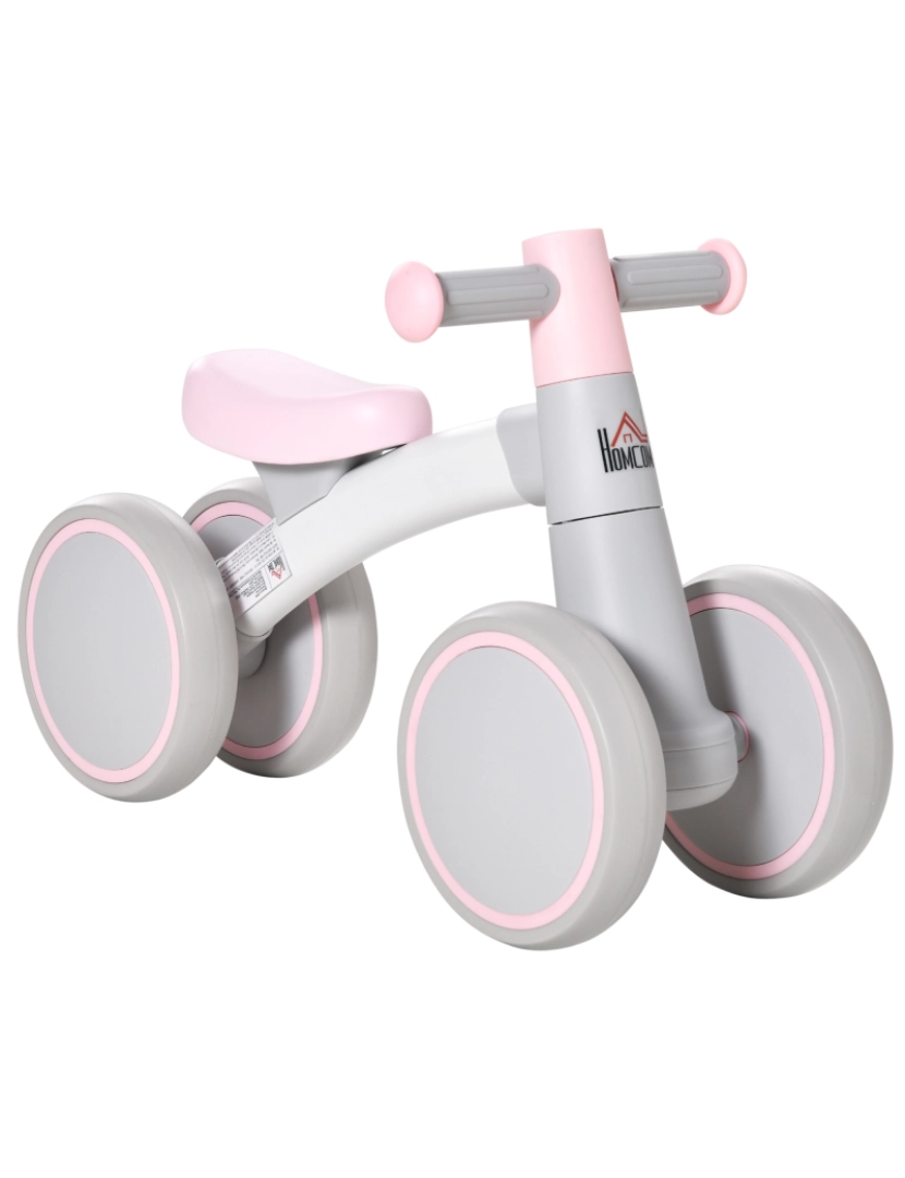 imagem de HOMCOM Bicicleta sem Pedais para Crianças de 1-3 Anos Bicicleta de Equilíbrio com 4 Rodas Leves Carro Andador Infantil 60x24x37cm Rosa1