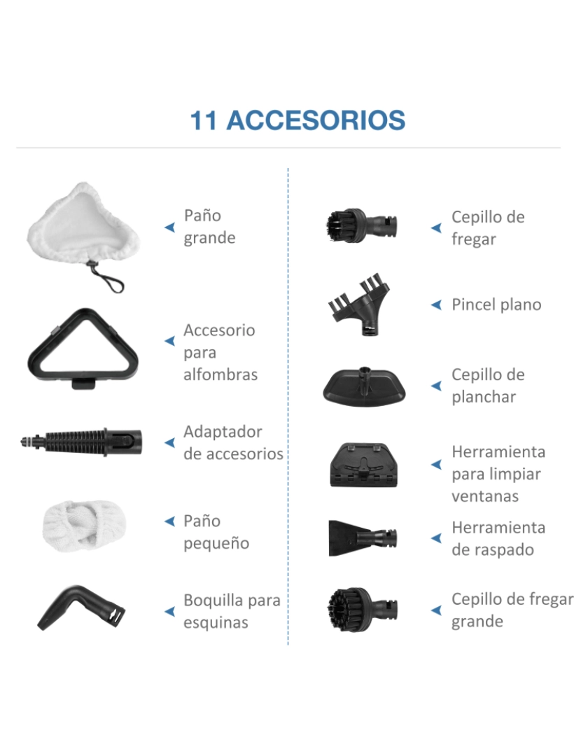 imagem de HOMCOM Mopa a Vapor 1300W Limpador a Vapor Multifuncional com Depósito de 450ml e 11 Acessórios Incluídos Aquecimento em 20-30 Segundos 28x21x112cm Cinza e Branco6