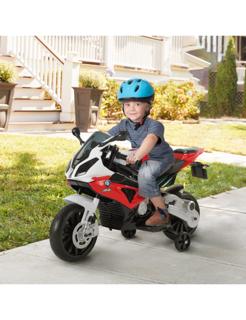 imagem de HomCom® Moto Eléctrica Infantil para Crianças 3-8 Anos Batería 12V 2 Motores com Luzes e Sons 110x47x69cm PP2