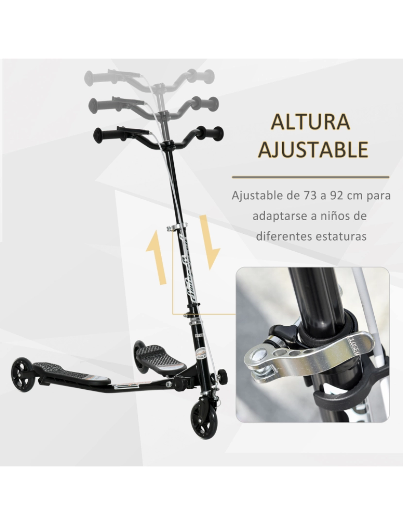 imagem de HomCom® Trotinete Scooter de 3 Rodas Dobrável Scooter de Redutor de balanço para Crianças +4 Anos com Travão Guiador ajustável Carga 60Kg Marco Aço5