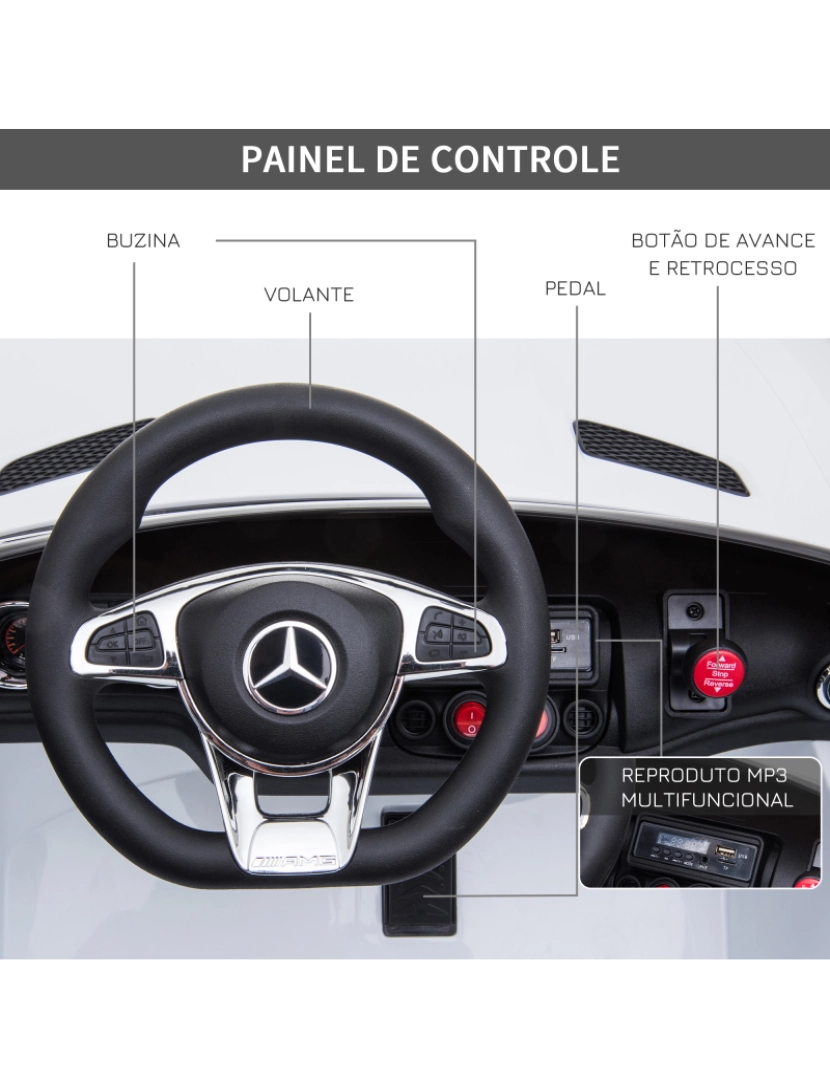imagem de HOMCOM Mercedes AMG Carro Elétrico Infantil para Crianças acima de 3 anos com Controle Remoto Bateria 12V 4.5AH Carga 40kg 117x74x49cm5