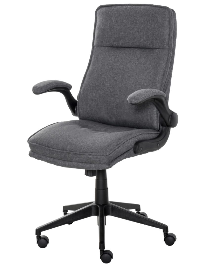 imagem de Vinsetto Cadeira de escritório ergonômica 360 ° giratória com função de inclinação Apoios de braço acolchoados e ajustáveis em altura para casa e escritório 67x70x108-118 cm Cinza1