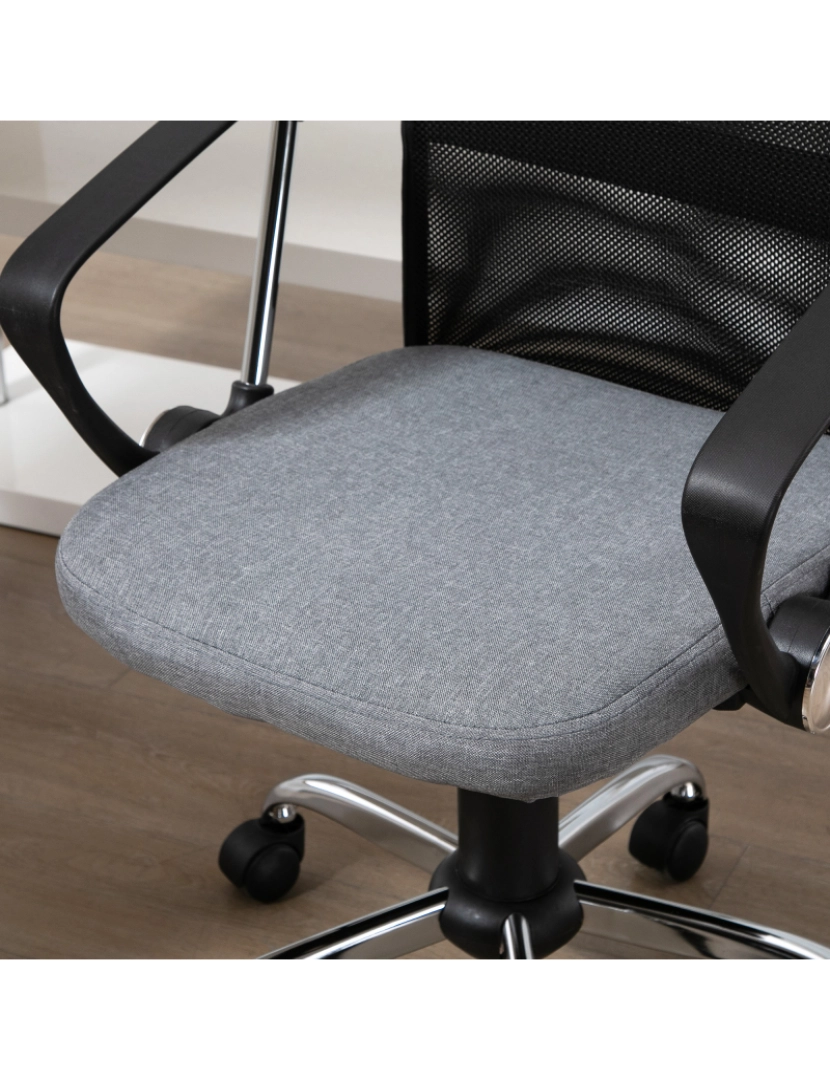 imagem de Vinsetto Cadeira ergonômica giratória de escritório com assento ajustável em altura, apoios de braço e rodas 57x57x93-103 cm Preto e cinza5