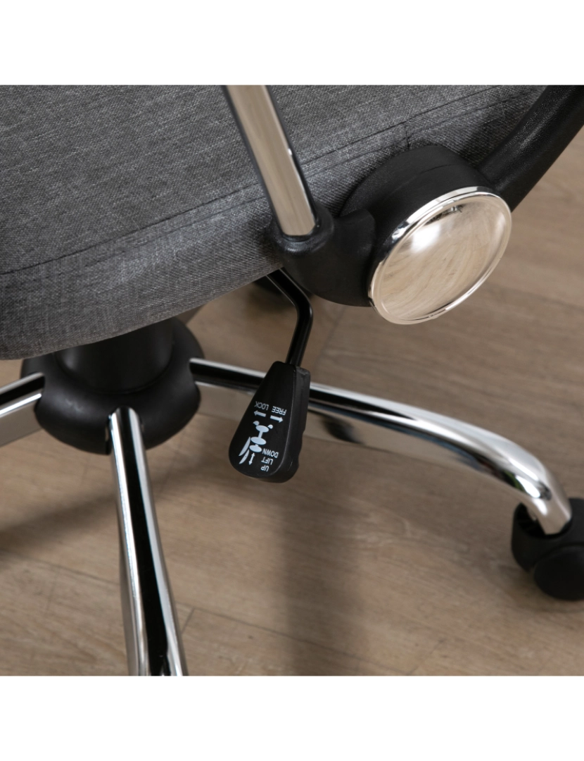 imagem de Vinsetto Cadeira ergonômica giratória de escritório com assento ajustável em altura, apoios de braço e rodas 57x57x93-103 cm Preto e cinza6