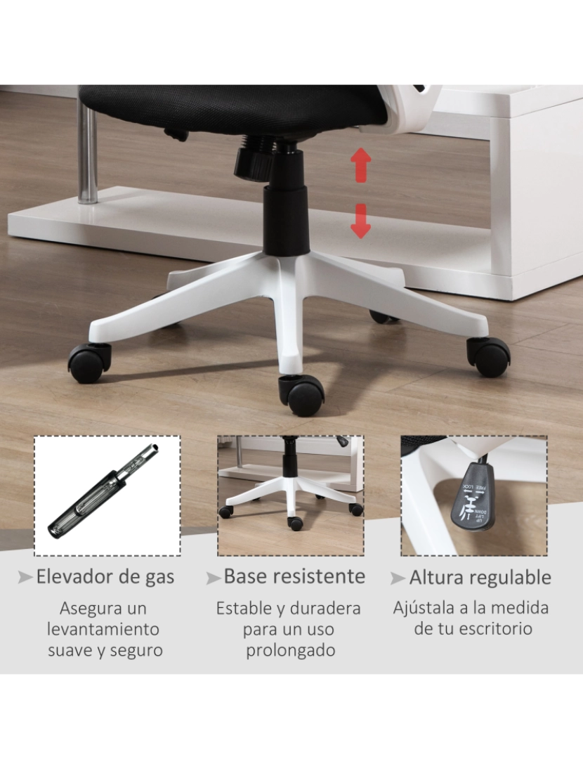 imagem de Vinsetto Cadeira de Escritório Giratória 360° Cadeira de Escritório Ergonómica com Altura Ajustável Apoio para os Braços Suporte lombar e Encosto de Malha Transpirável 65x65x93-103cm Preto5