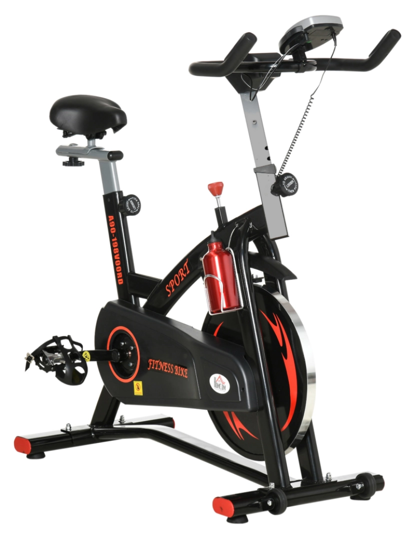 Homcom - Bicicleta de Ciclismo Indoor 47x120x117cm cor preto e vermelho A90-198V00RD