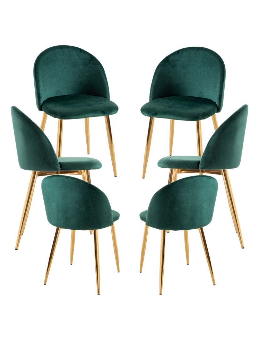 Presentes Miguel - Pack 6 Cadeiras Vint Veludo Golden - Verde