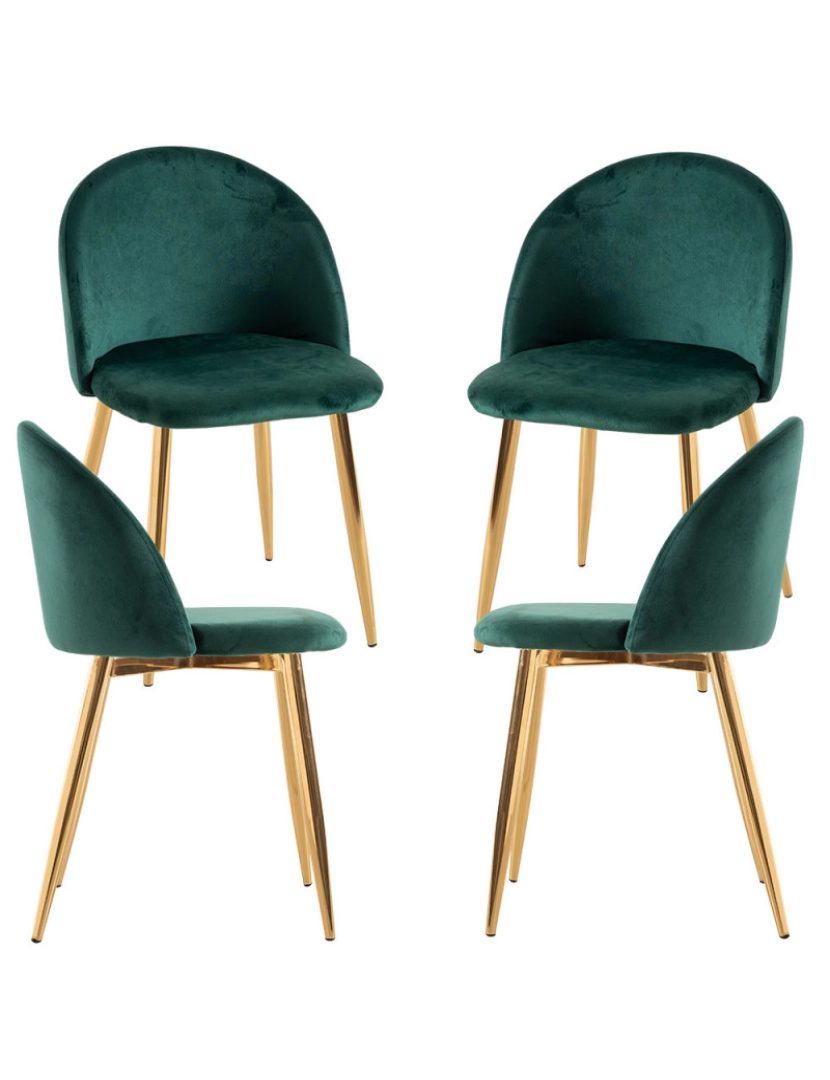 Presentes Miguel - Pack 4 Cadeiras Vint Veludo Golden - Verde