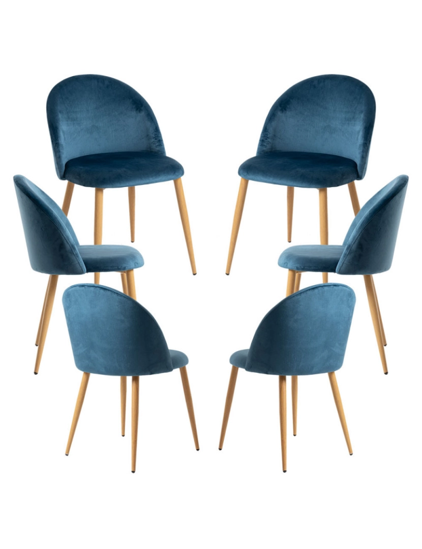 Presentes Miguel - Pack 6 Cadeiras Vint Veludo - Azul