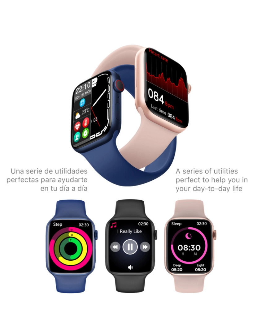 imagem de DAM. Smartwatch W38 Pro com tela 1.9, monitor cardíaco, pressão arterial e O2. carregamento sem fio. Coroa multifuncional inteligente.3