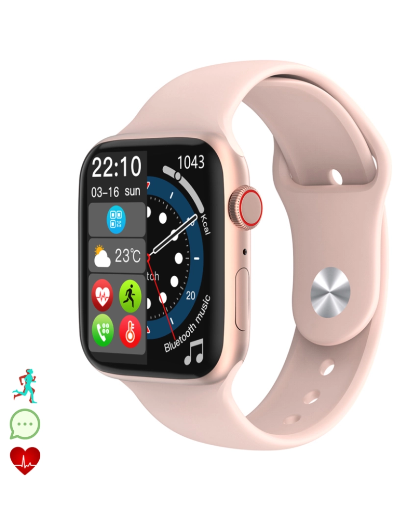 DAM - DAM. Smartwatch W38 Pro com tela 1.9, monitor cardíaco, pressão arterial e O2. carregamento sem fio. Coroa multifuncional inteligente.