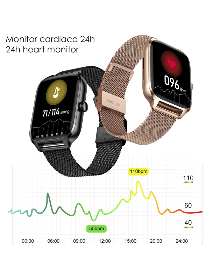 imagem de DAM. Smartwatch DT116 com monitor cardíaco, tela de acesso rápido, notificações, acesso por assistente de voz.2