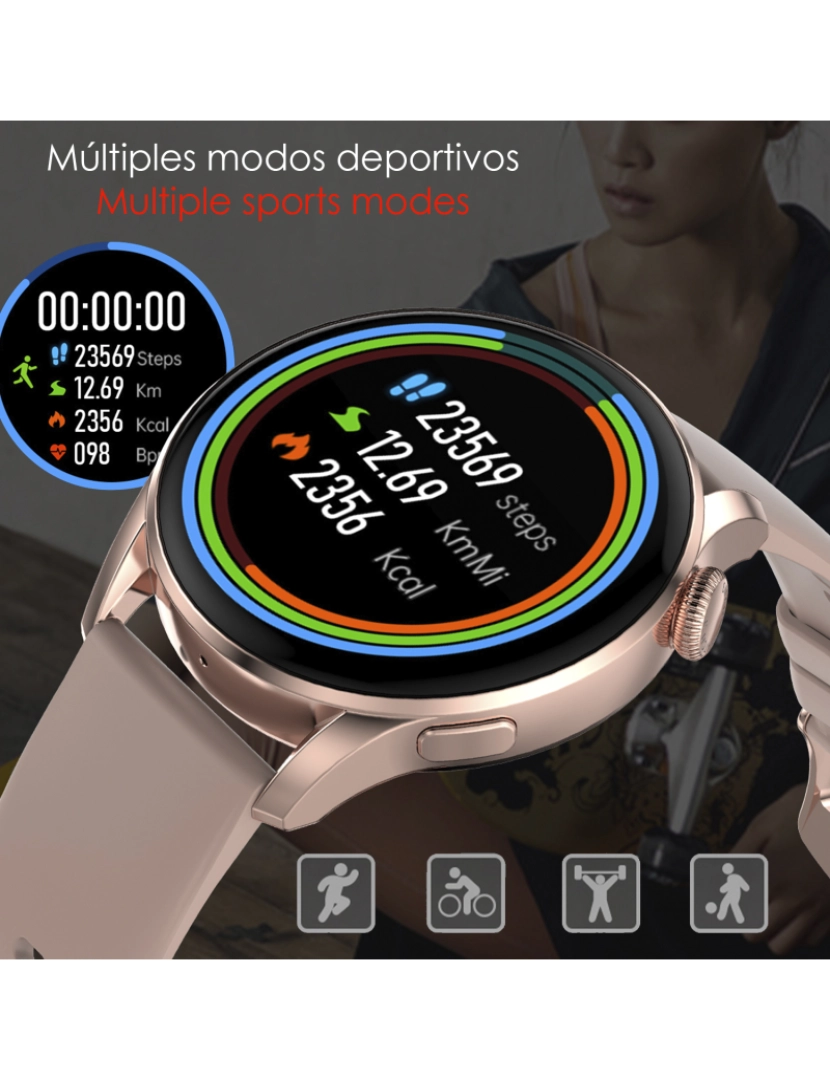 imagem de DAM. Smartwatch DT3 com notificações, tela dividida, modos multiesportivos e monitor cardíaco.5