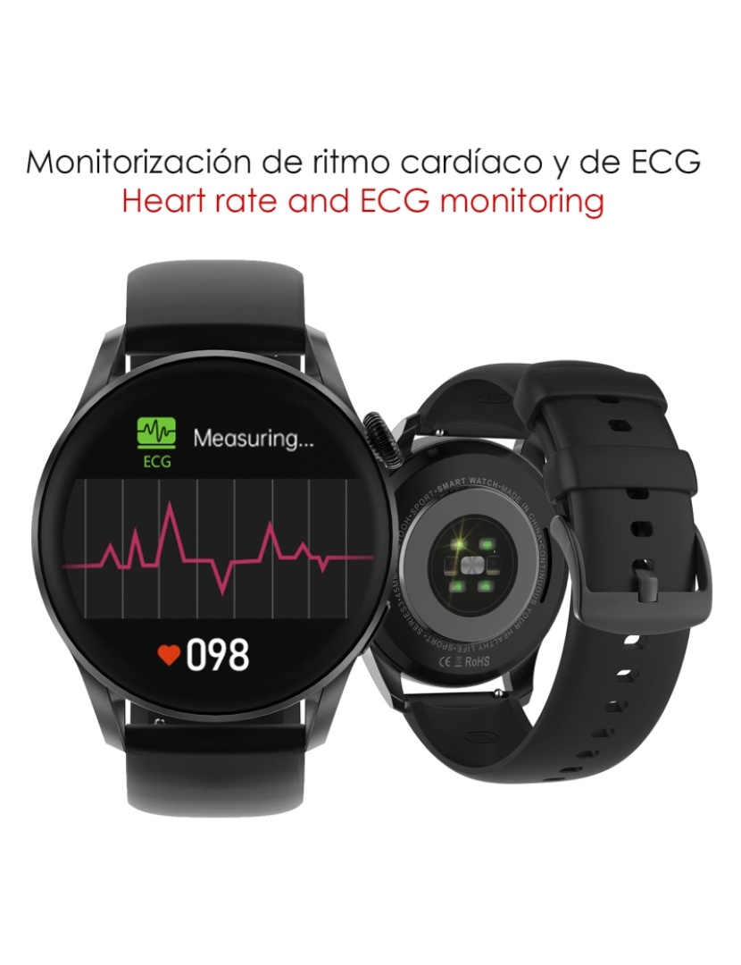 imagem de DAM. Smartwatch DT3 com notificações, tela dividida, modos multiesportivos e monitor cardíaco.3