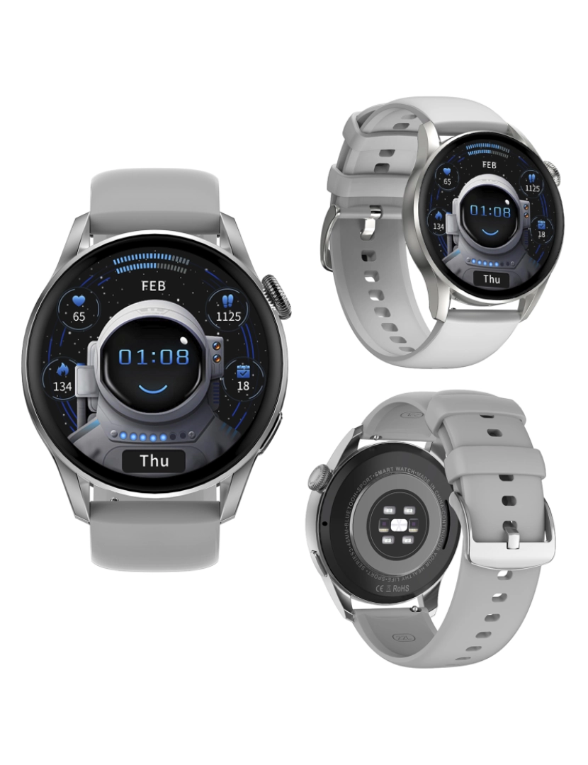 imagem de DAM. Smartwatch DT3 com notificações, tela dividida, modos multiesportivos e monitor cardíaco.8