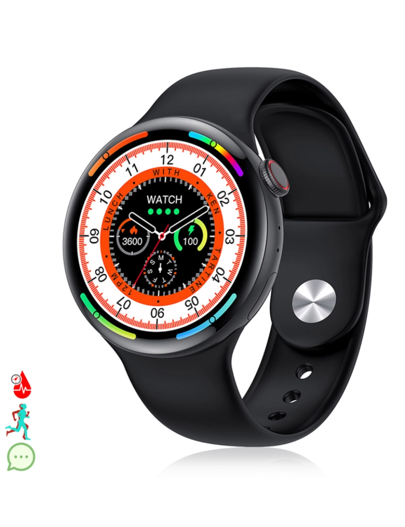 DAM - DAM. Smartwatch Watch8Pro com modo multisport, termômetro, O2 no sangue, pressão arterial, ECG.