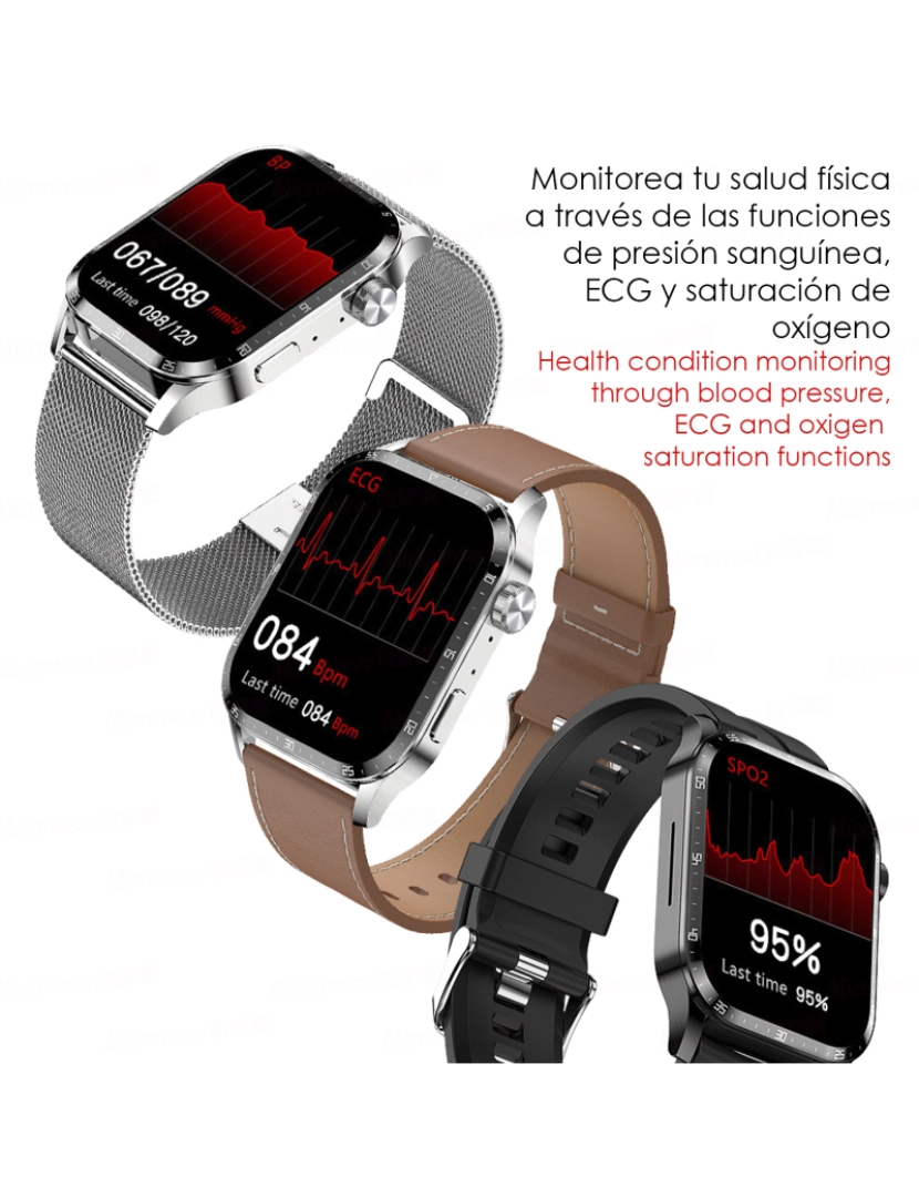 imagem de DAM. Smartwatch GT4 com tela 1.9, coroa giratória multifuncional, pressão arterial, ECG e notificações. Pulseira de couro.3