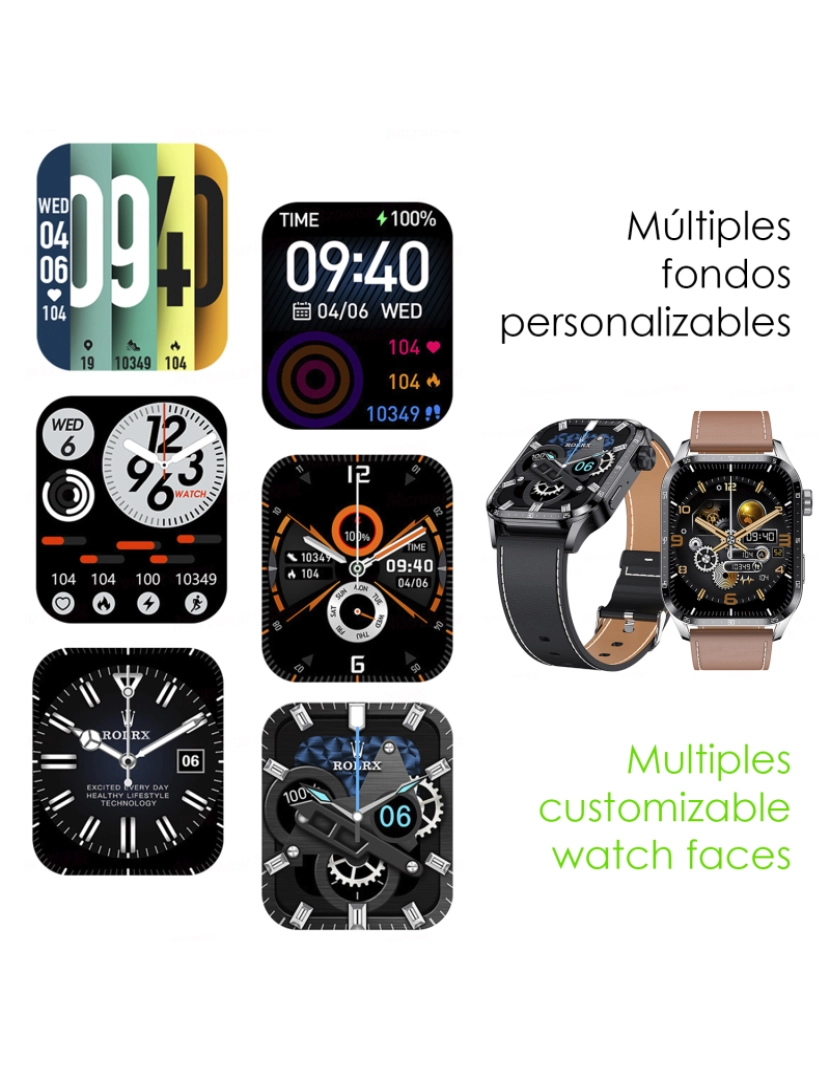 imagem de DAM. Smartwatch GT4 com tela 1.9, coroa giratória multifuncional, pressão arterial, ECG e notificações. Pulseira de couro.5