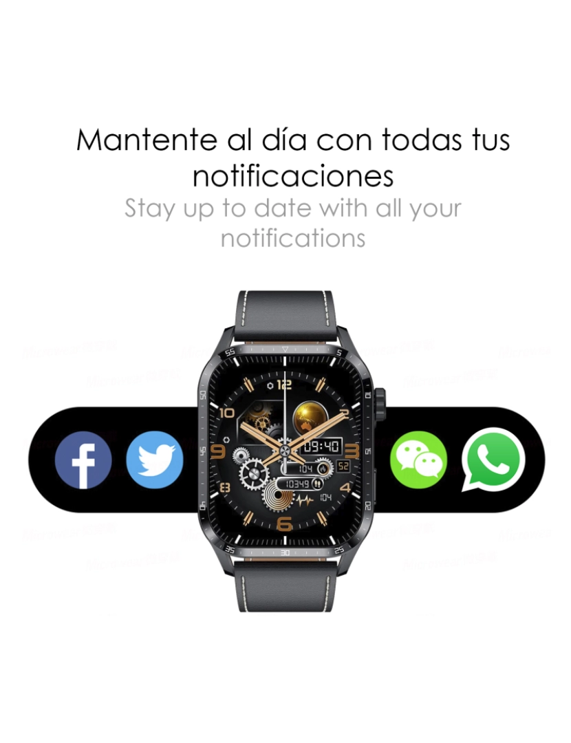 imagem de DAM. Smartwatch GT4 com tela 1.9, coroa giratória multifuncional, pressão arterial, ECG e notificações. Pulseira de couro.7
