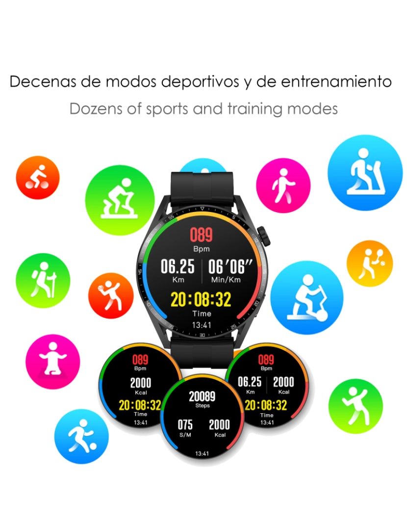 imagem de DAM. Smartwatch GT3 Pro com mais de 100 modos esportivos, acesso a Siri, monitor de pressão arterial, ECG e notificações. Pulseira de couro.4